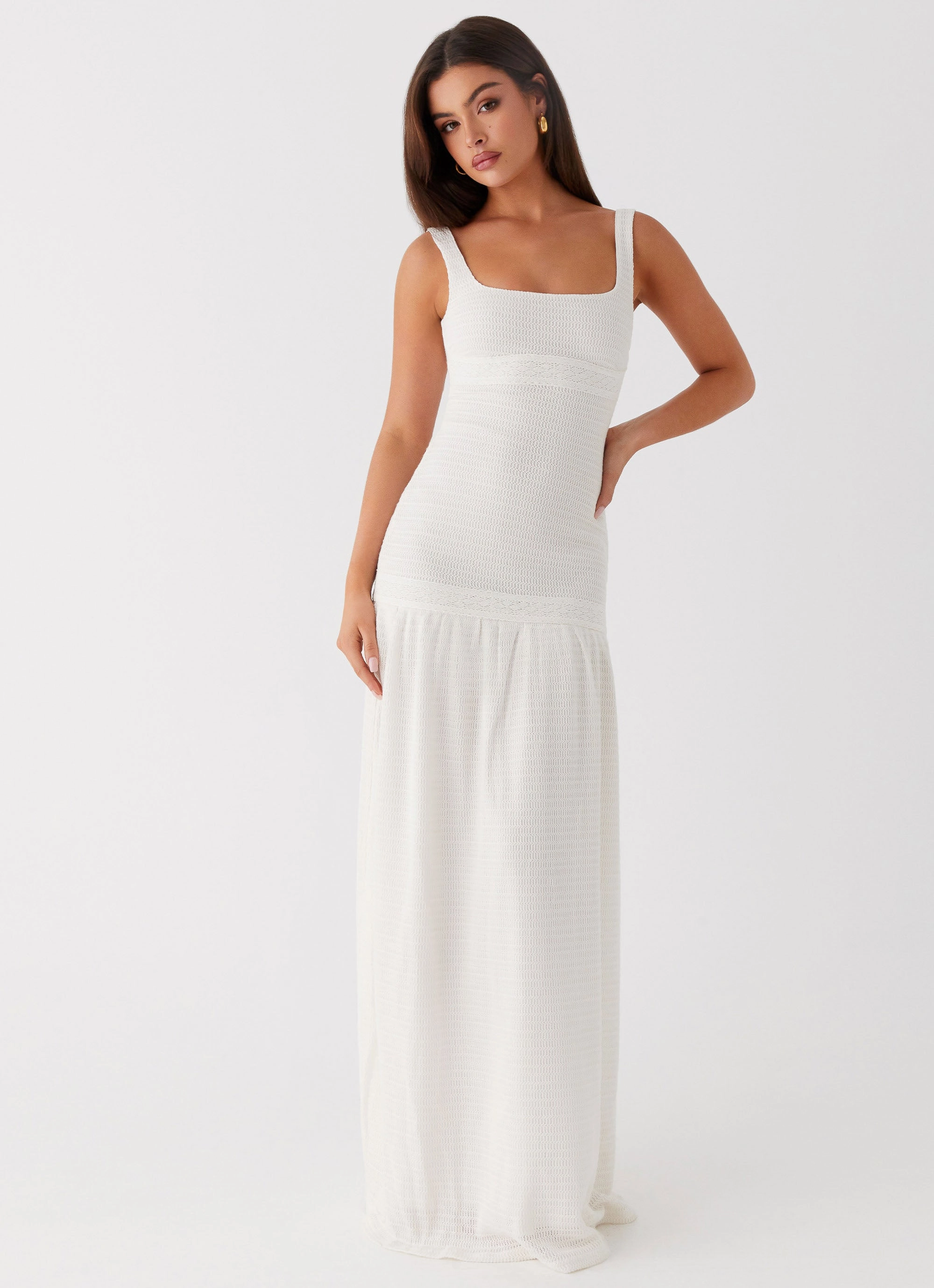 Bishop-Sleeve Breathable-Lining Lyrical Maxi Dress - Ivory