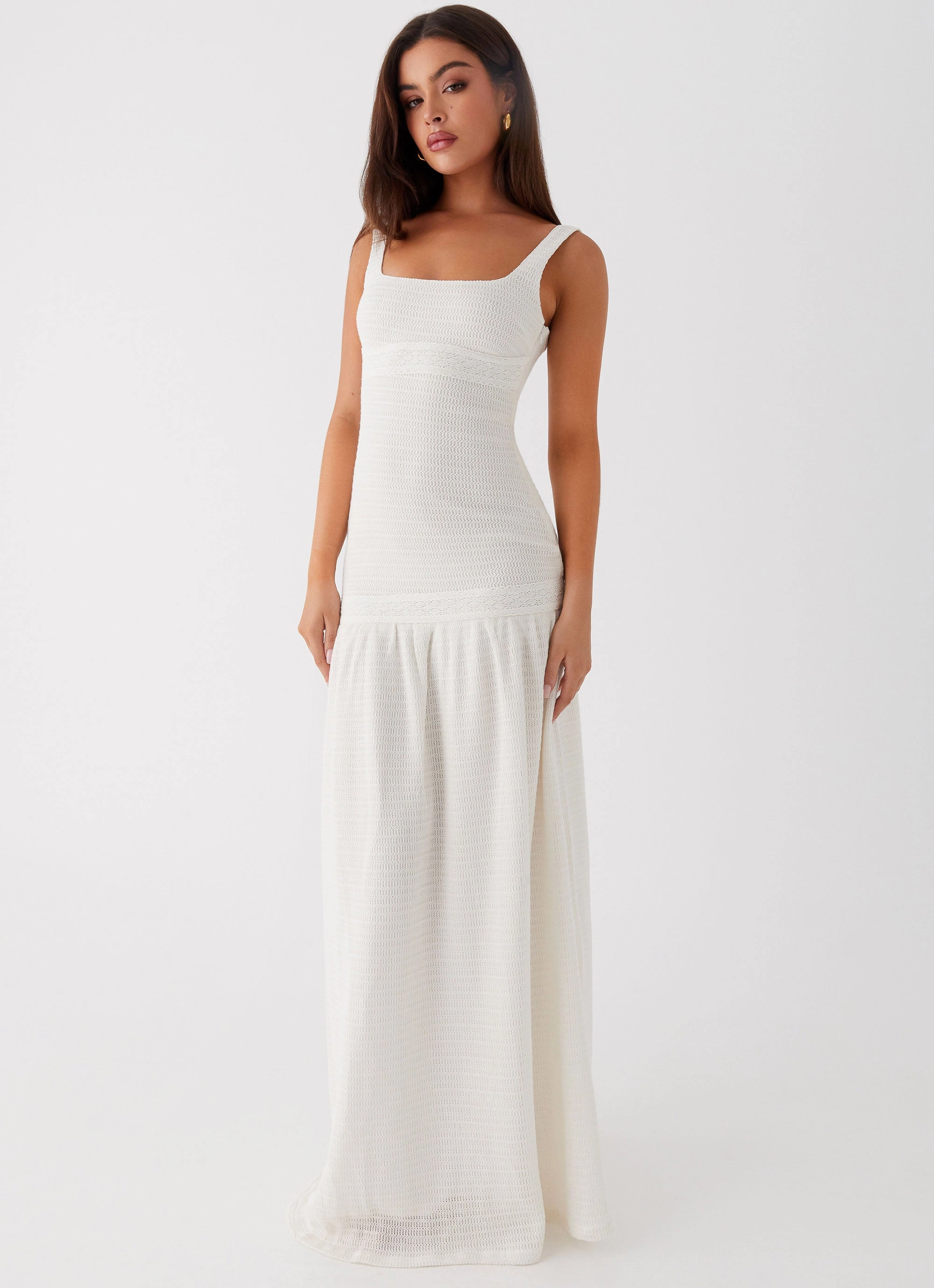 Gemstone-Detail Lyrical Maxi Dress - Ivory