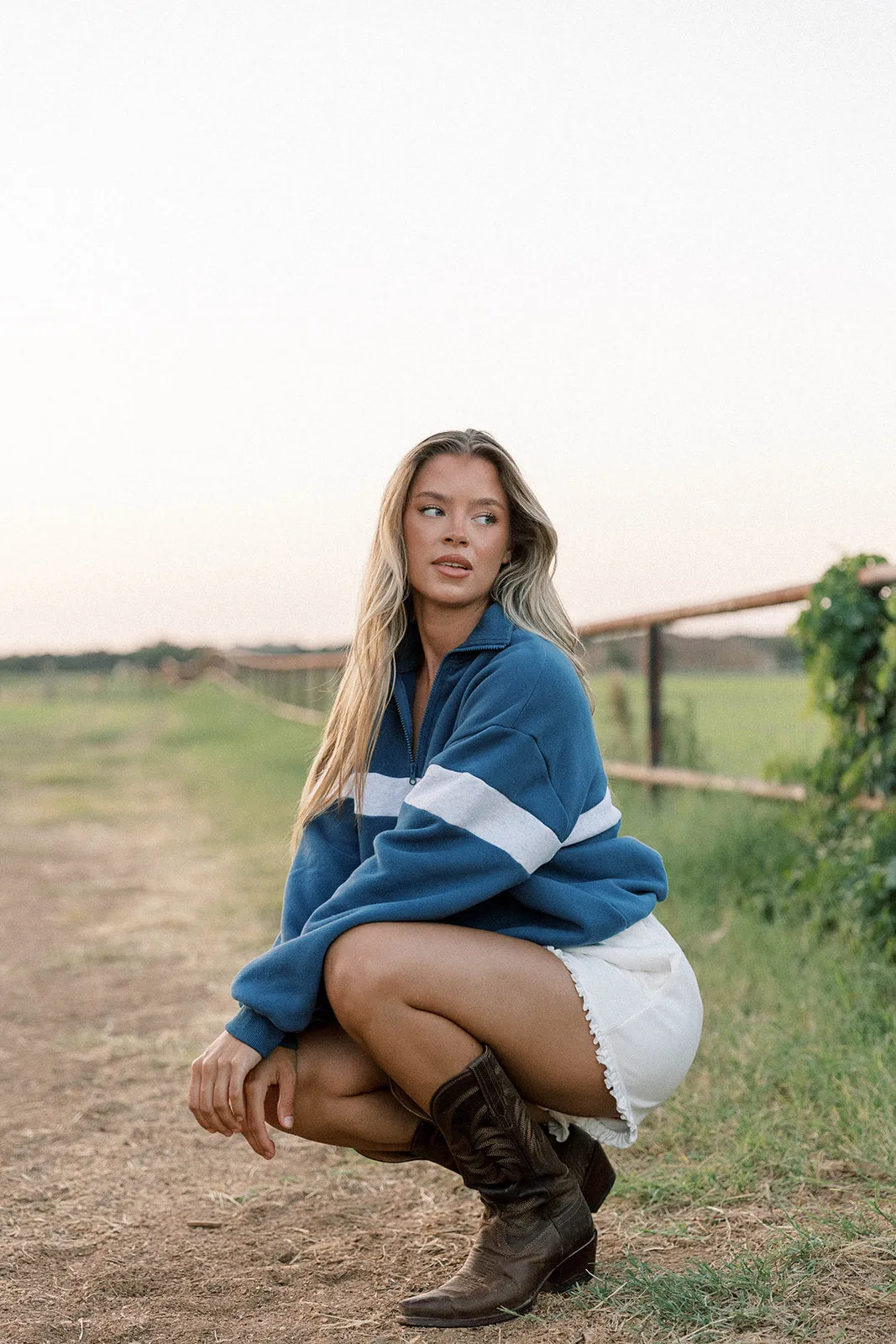 Tai Quarter Zip Two-Tone Sweatshirt in Navy/Grey machine washable material Daily Warmth