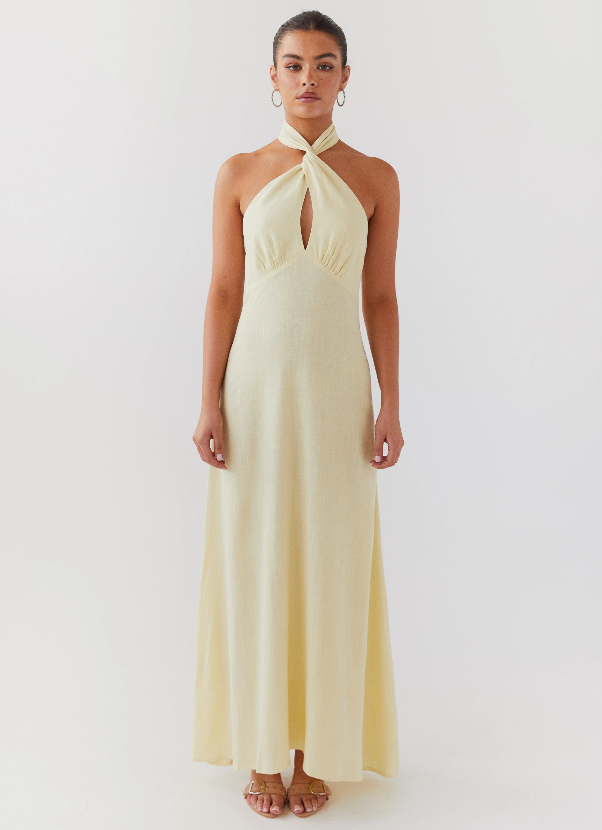 Adrienne Linen Maxi Dress - Lemon windproof