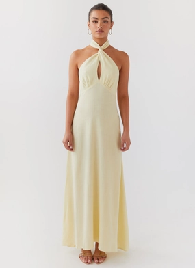 Adrienne Linen Maxi Dress - Lemon windproof