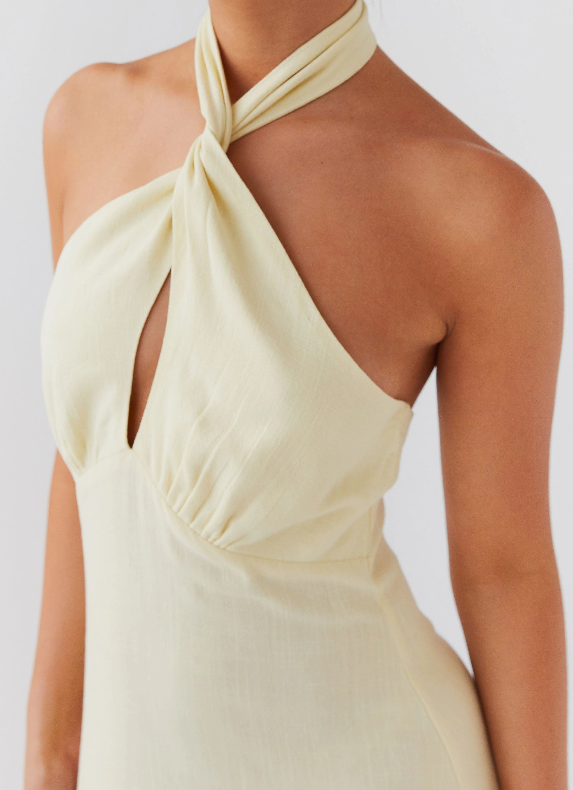 Light Silhouette Adrienne Linen Maxi Dress - Lemon