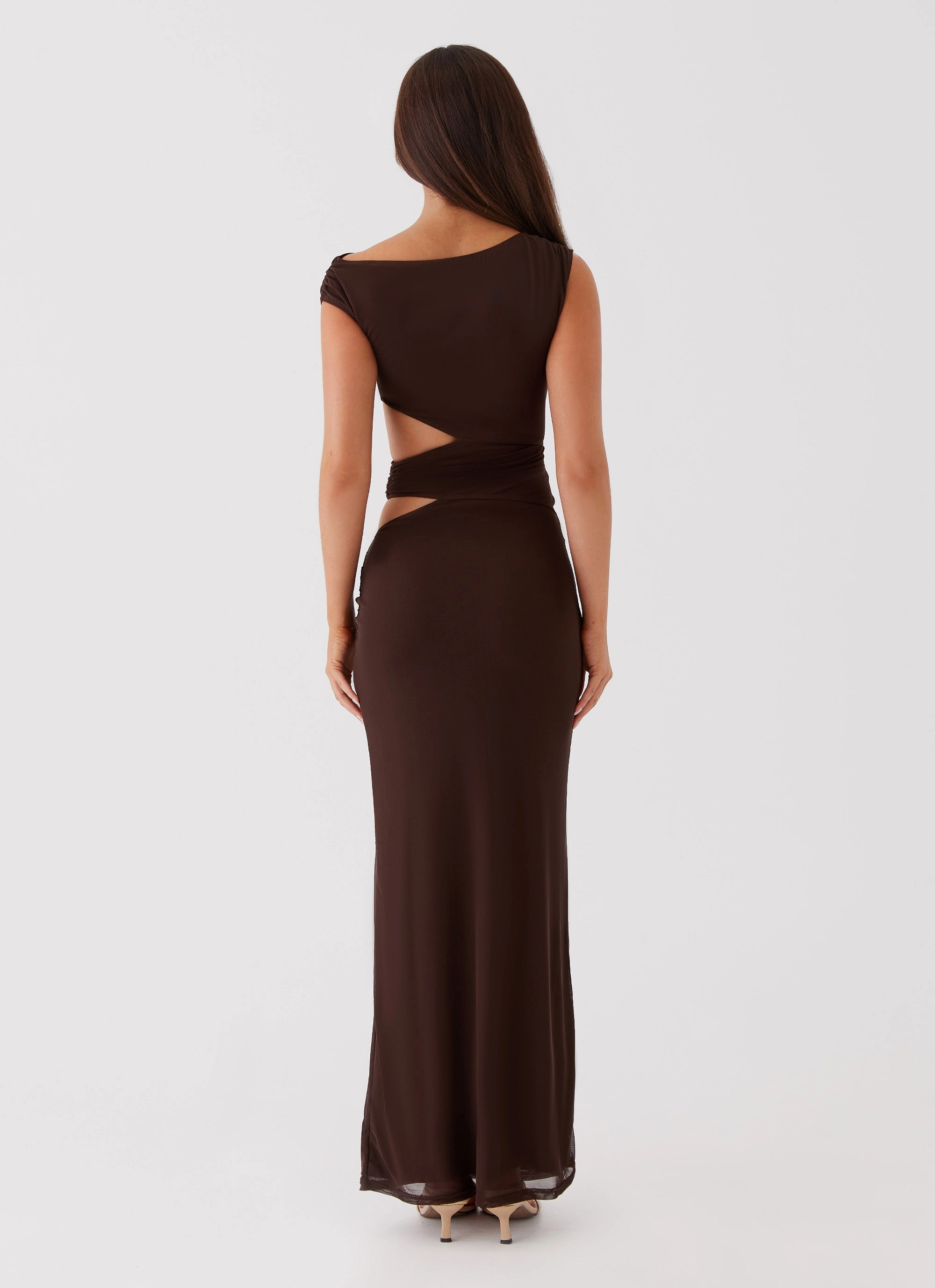 Margot One Shoulder Maxi Dress - Chocolate Minimal Curve