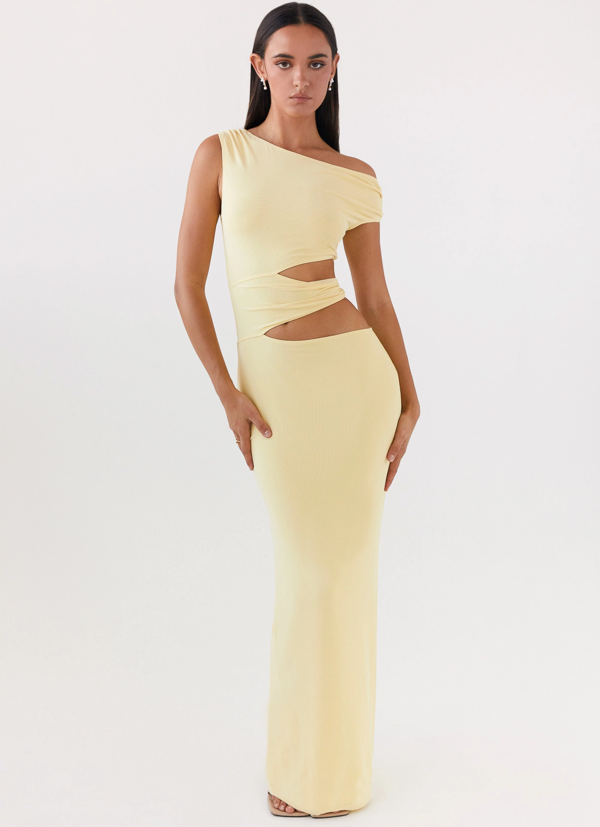 Sophisticated Style Soft Composition Margot One Shoulder Maxi Dress - Yellow