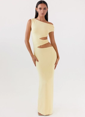 Sophisticated Style Soft Composition Margot One Shoulder Maxi Dress - Yellow