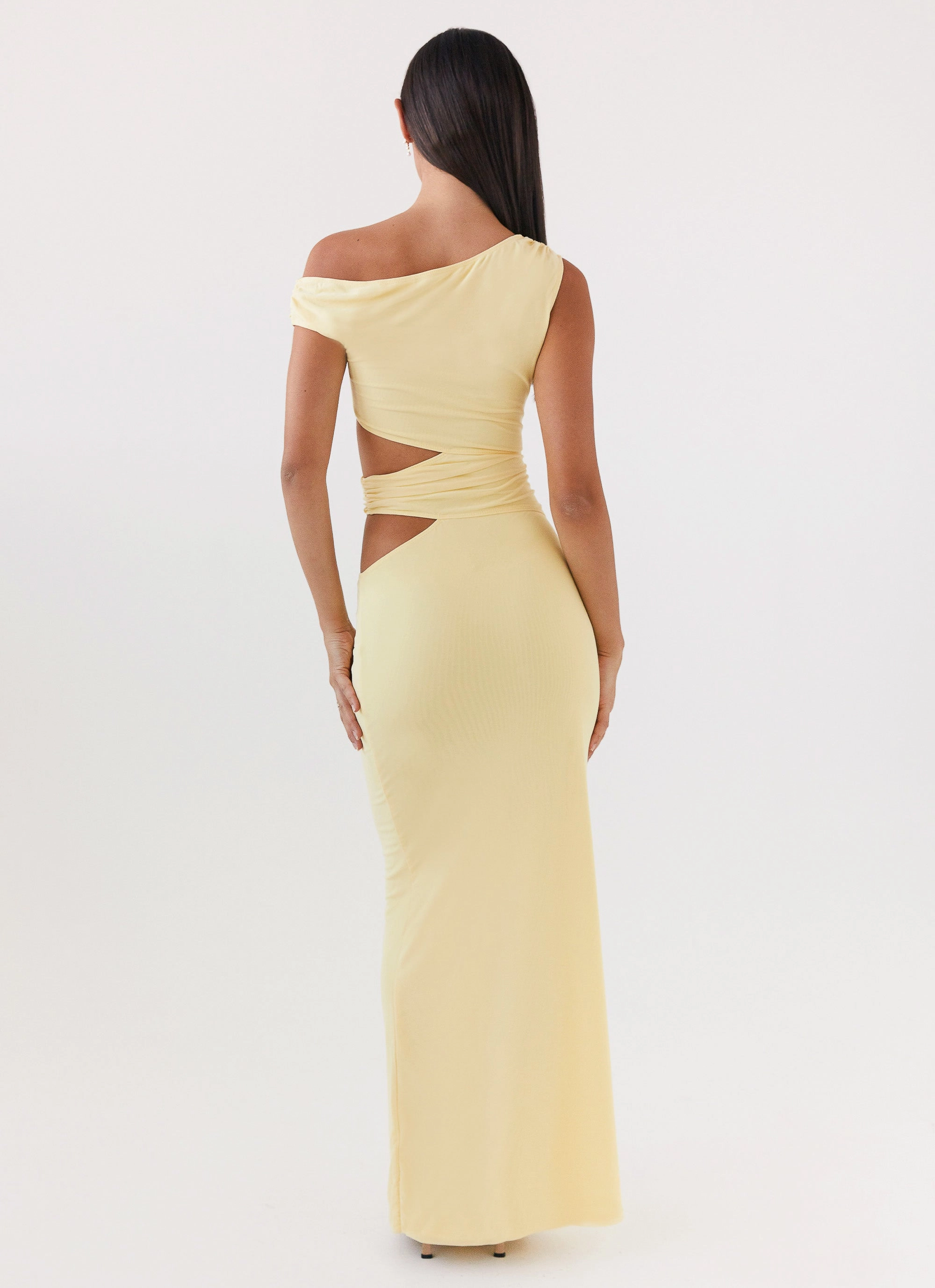 Casual chic dress Travel-Style Margot One Shoulder Maxi Dress - Yellow