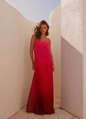 Sleek Tone Understated Charm Marianne Maxi Dress - Fuchsia Gradient