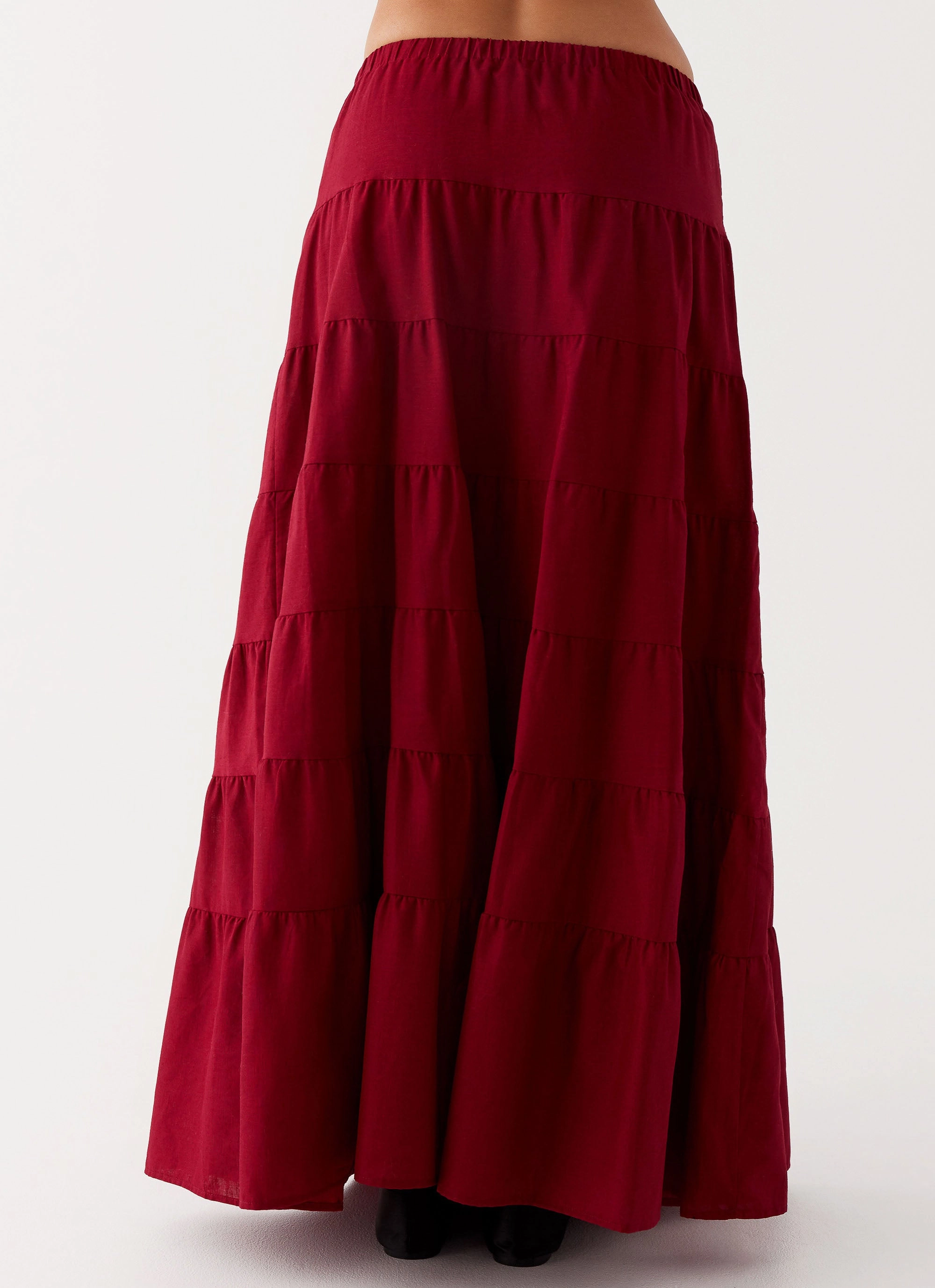 and Effortless fit dress. Flattering Design Wear Mariella Linen Maxi Skirt - Maroon