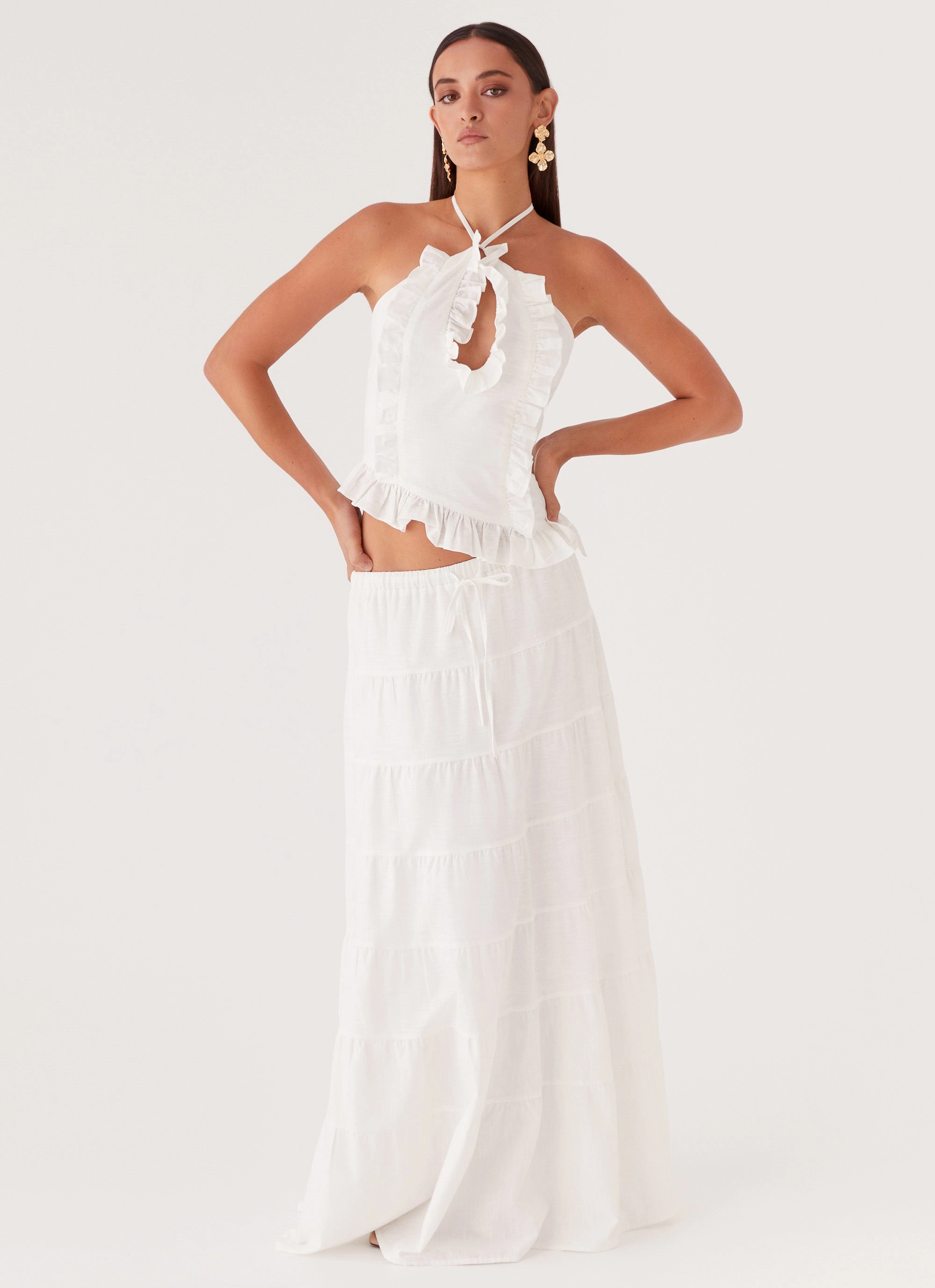 Mariella Linen Top - White Effortless Touch