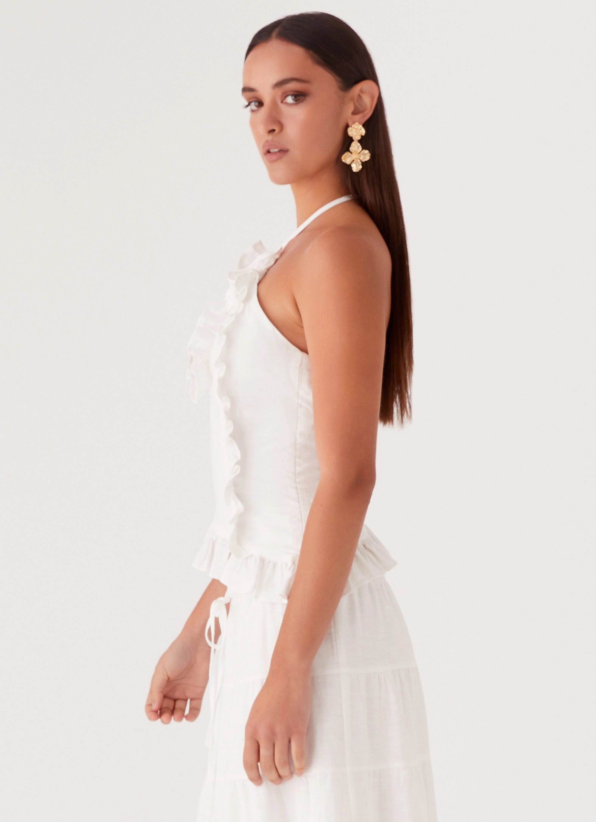 Mariella Linen Top - White Silky Mood Comfortable Touch