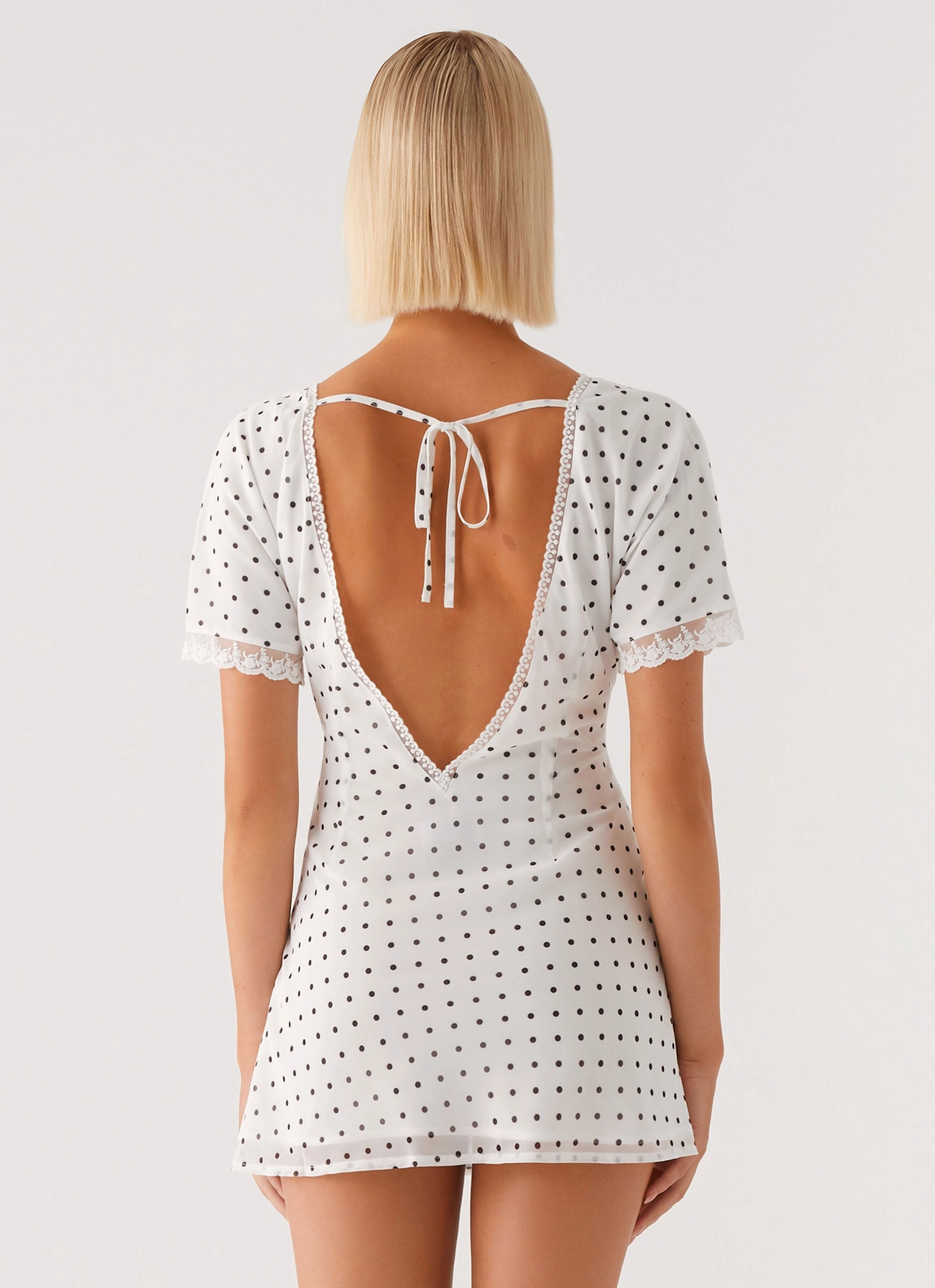 Marlowe Mini Dress - White Polkadot Stylish Pick