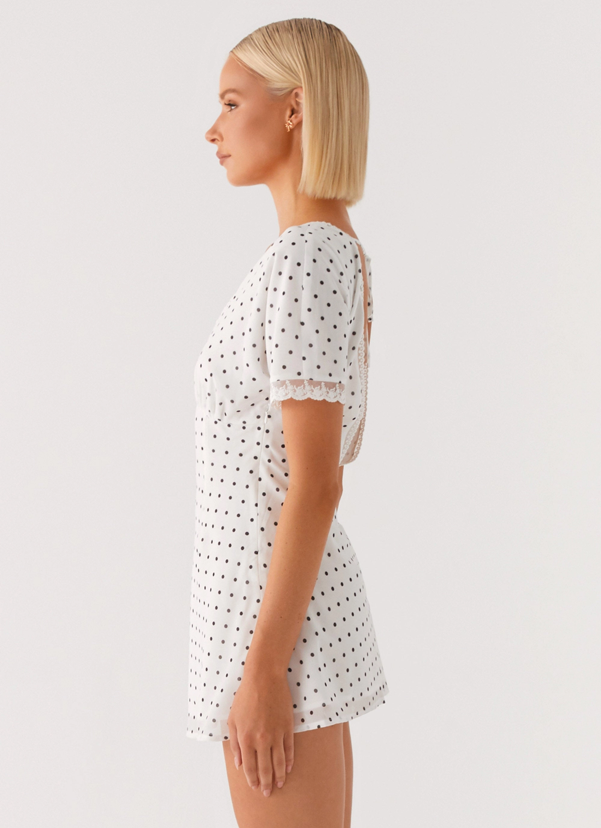 Front-Pocket Clean Flow Marlowe Mini Dress - White Polkadot
