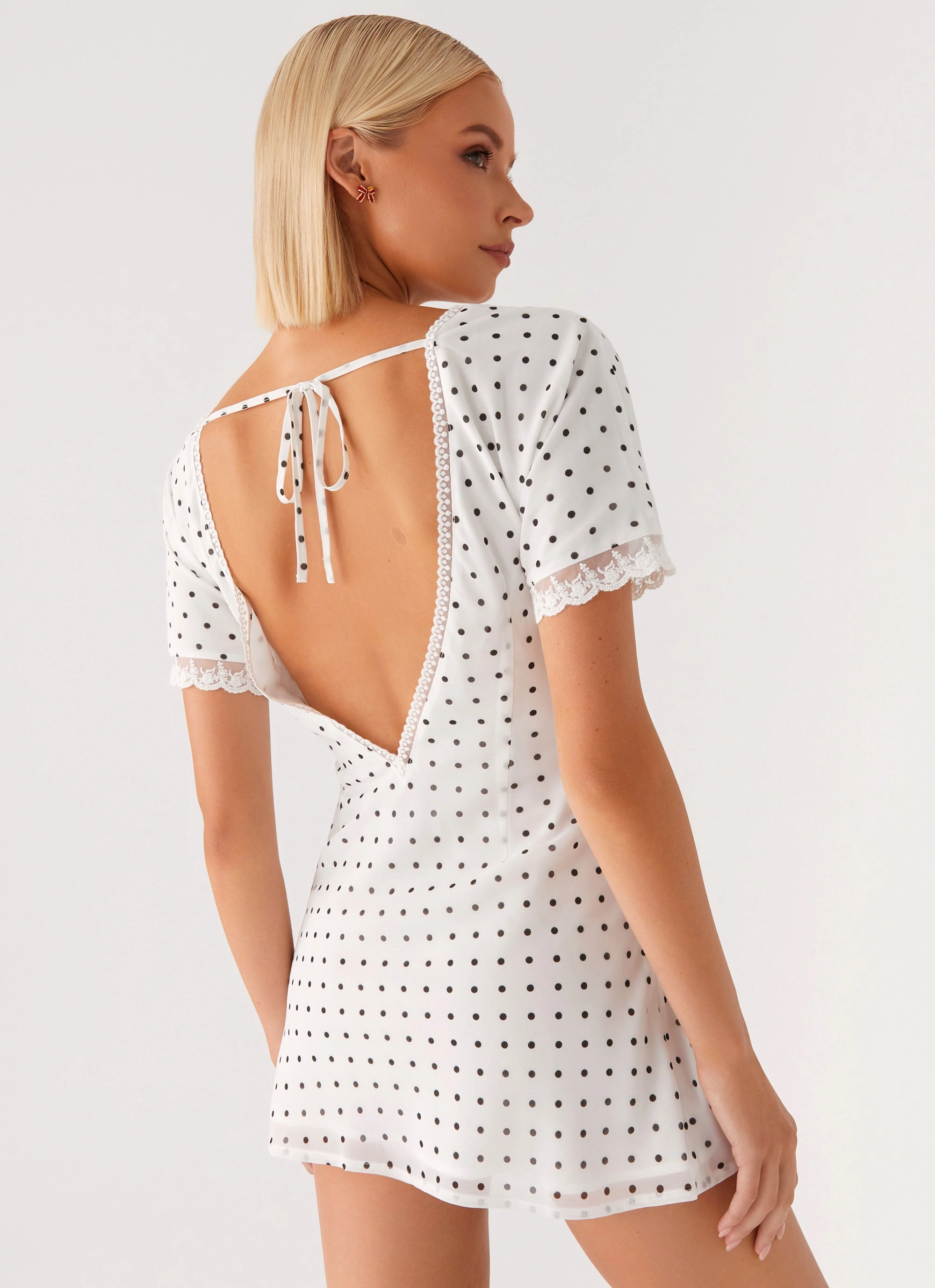 Marlowe Mini Dress - White Polkadot Editor??s-Pick Comfortable Design