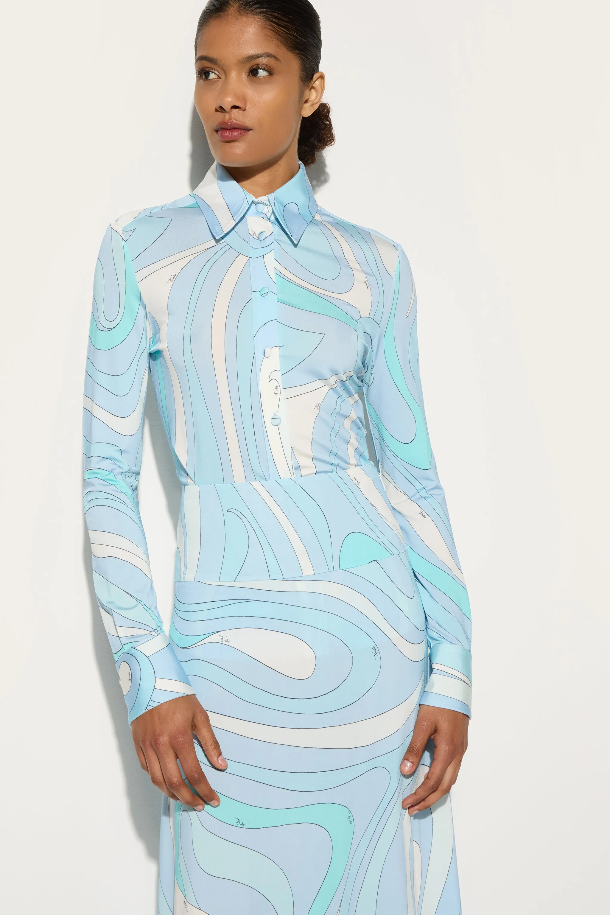 Evening Elegance Marmo Print Shirt