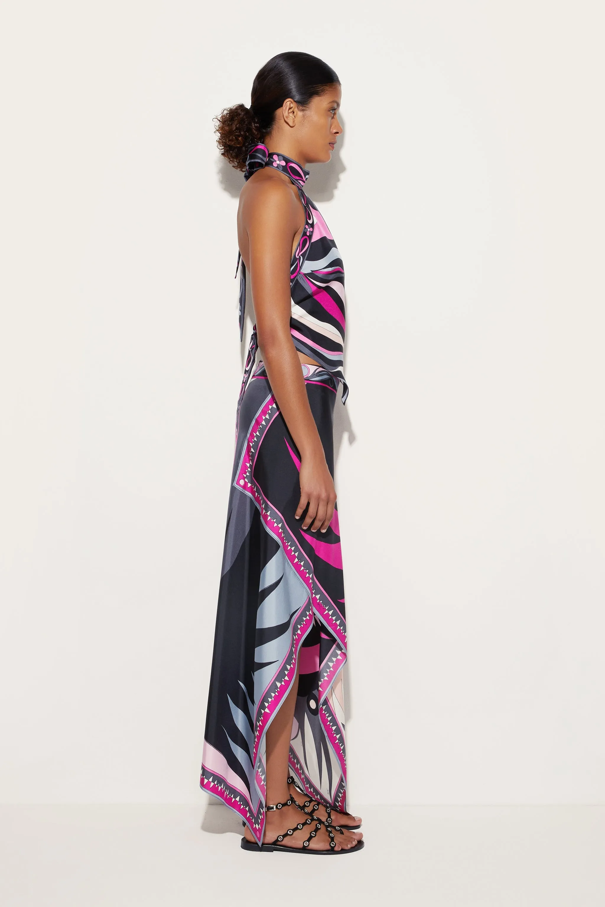 Marmo Print Silk Twill Drop Top Versatile Styling Polished Look