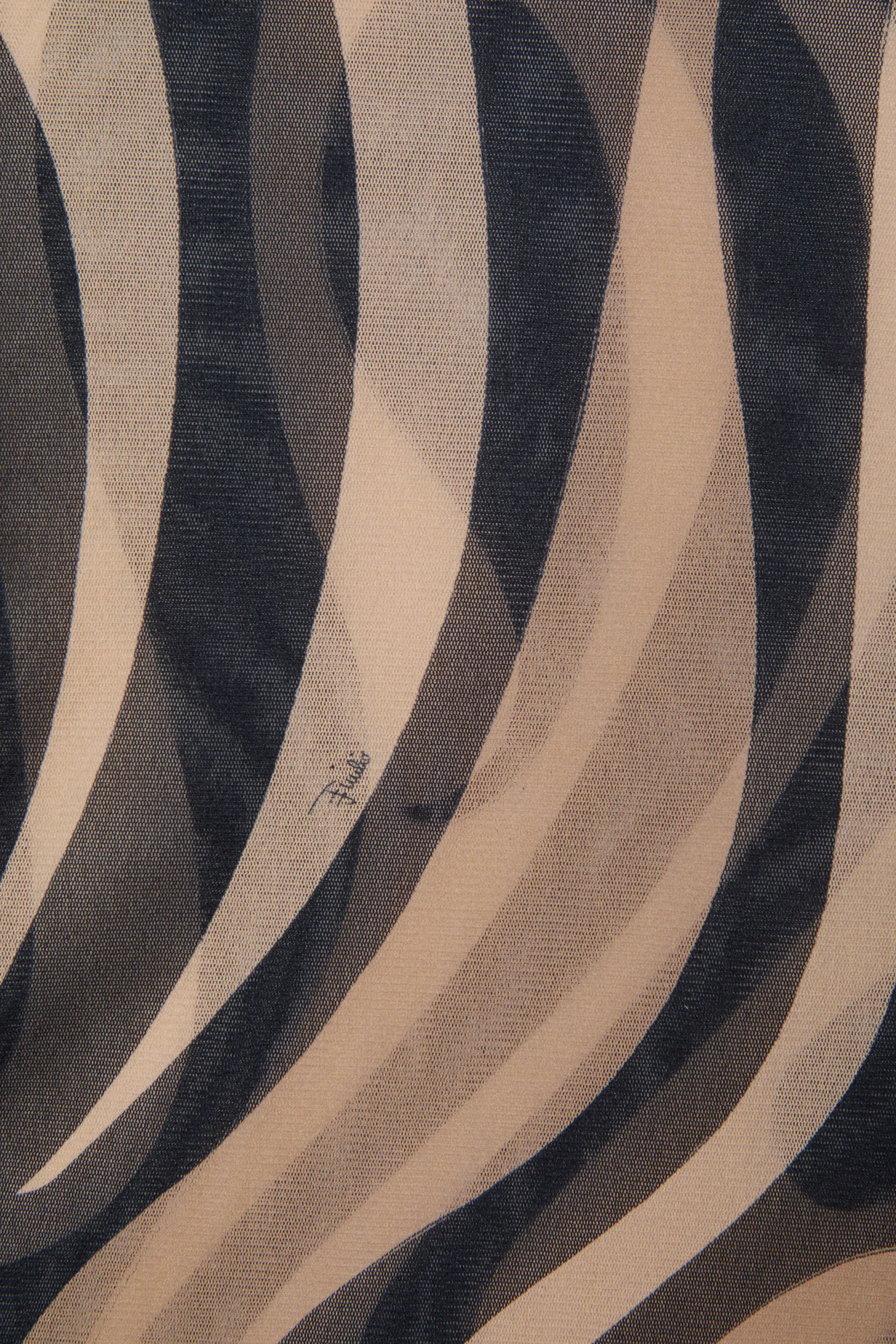 Marmo Print Tulle Top Professional Look Classic Collar