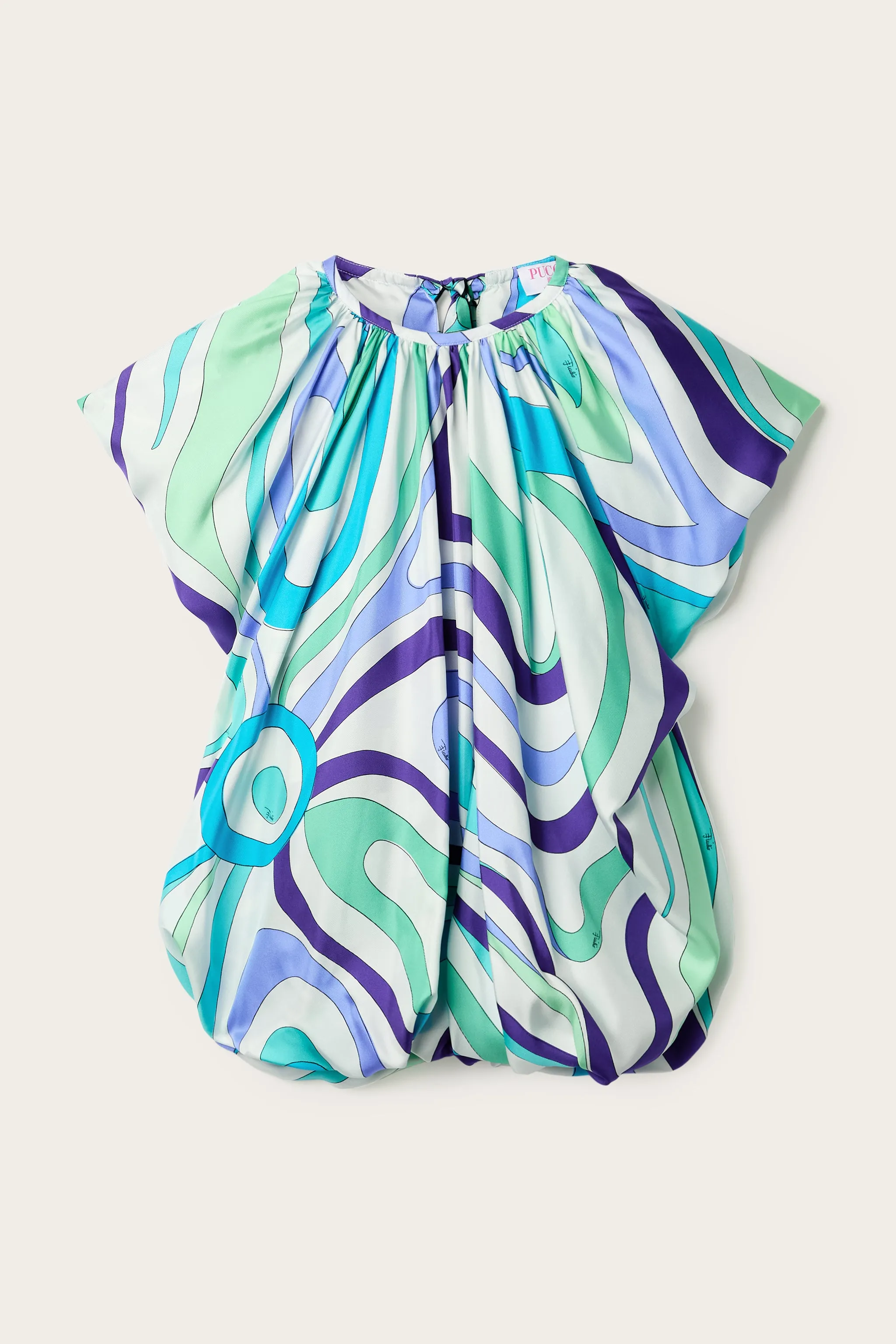 Lightweight Comfort Cultural Inspired Marmo Print Voluminous Top