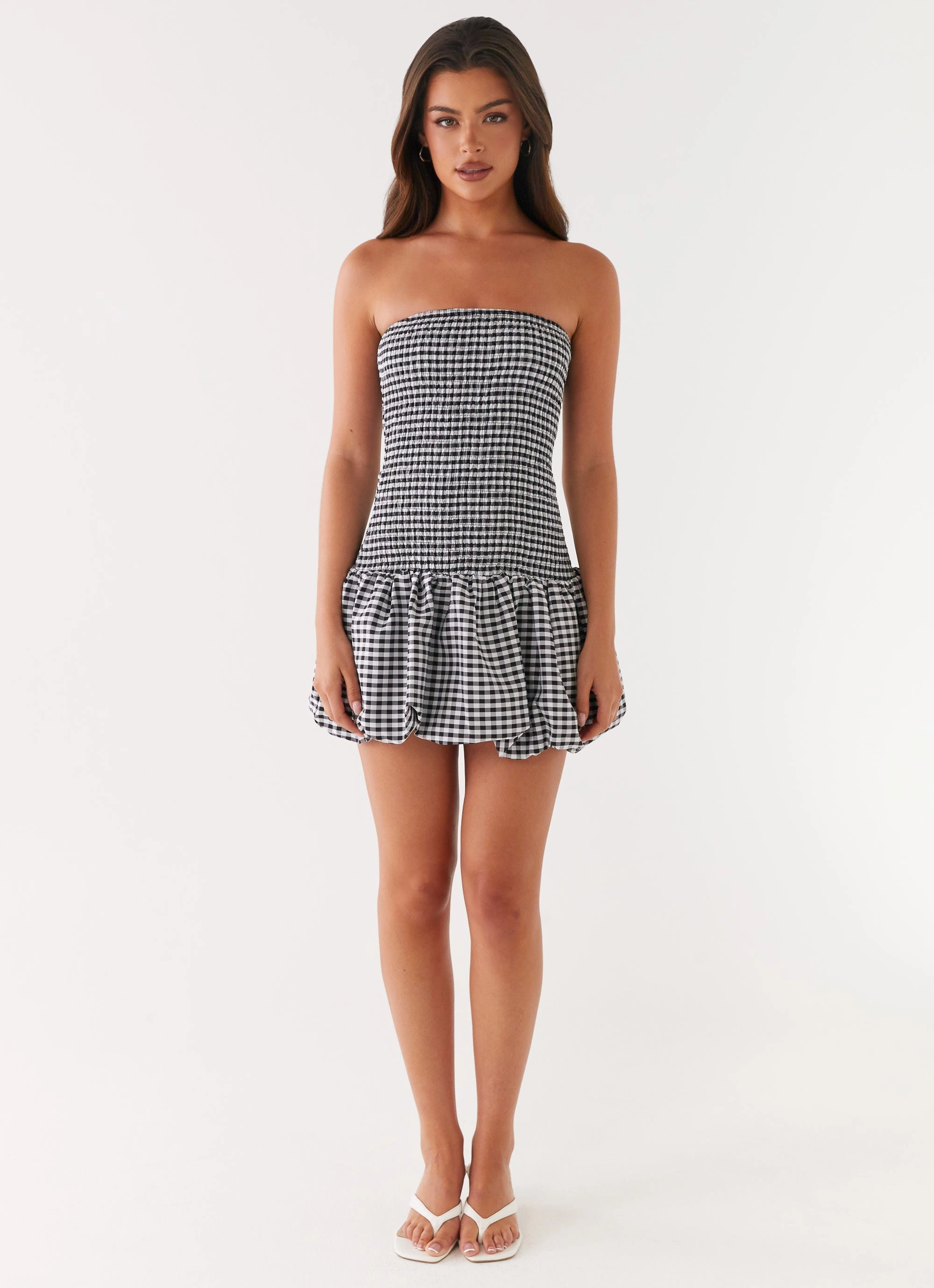 Soft-touch daywear Contemporary Fit Martell Mini Dress - Black Gingham