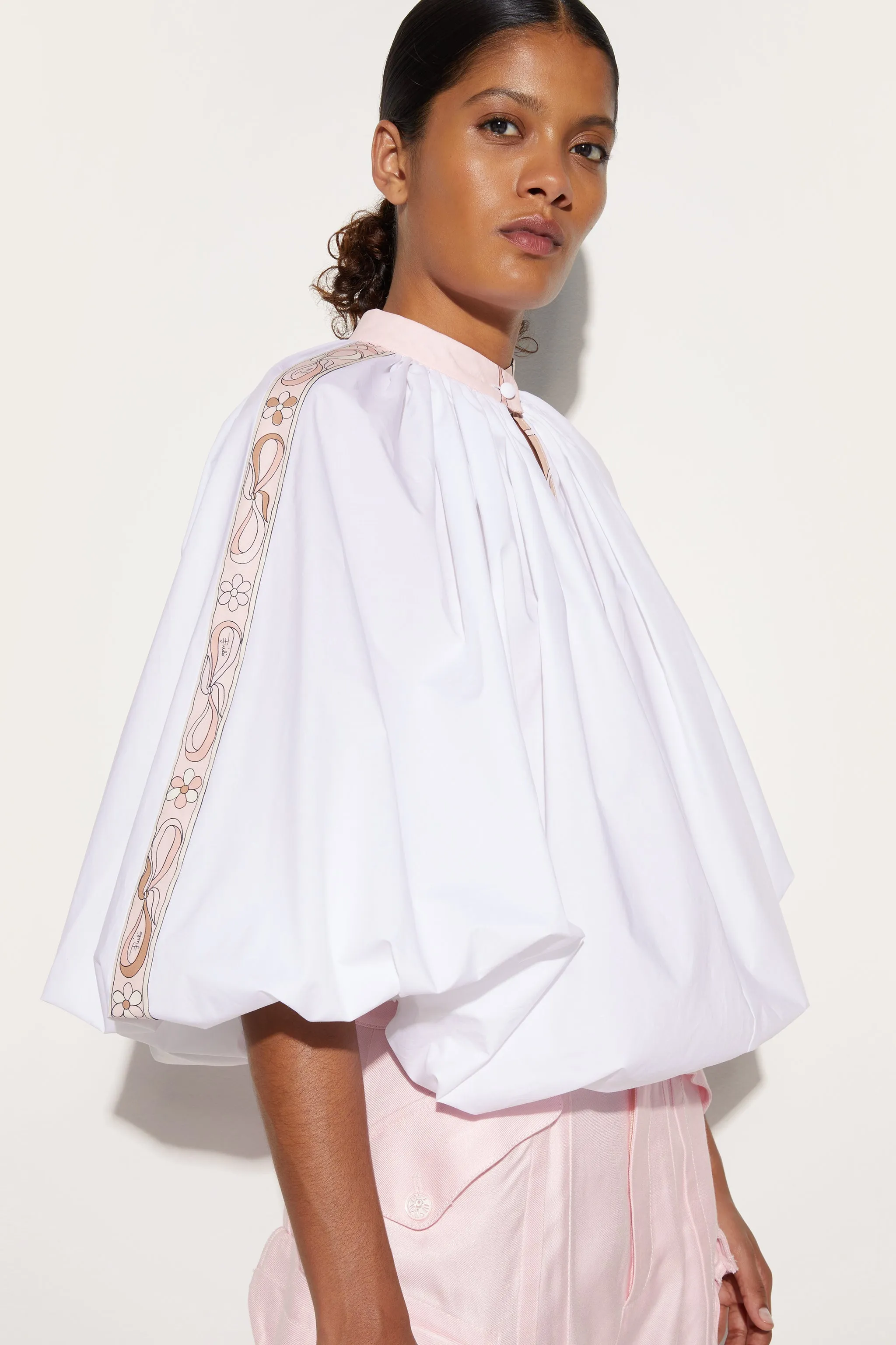 Voluminous Blouse With Printed Details Fitted Design bohemian flair