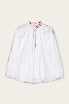 Voluminous Blouse With Printed Details Stretch Fit Technology Metallic Finish