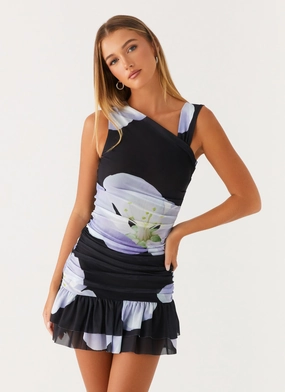 Maverick Mini Dress - Flower Print Simple Bow Fair-Trade