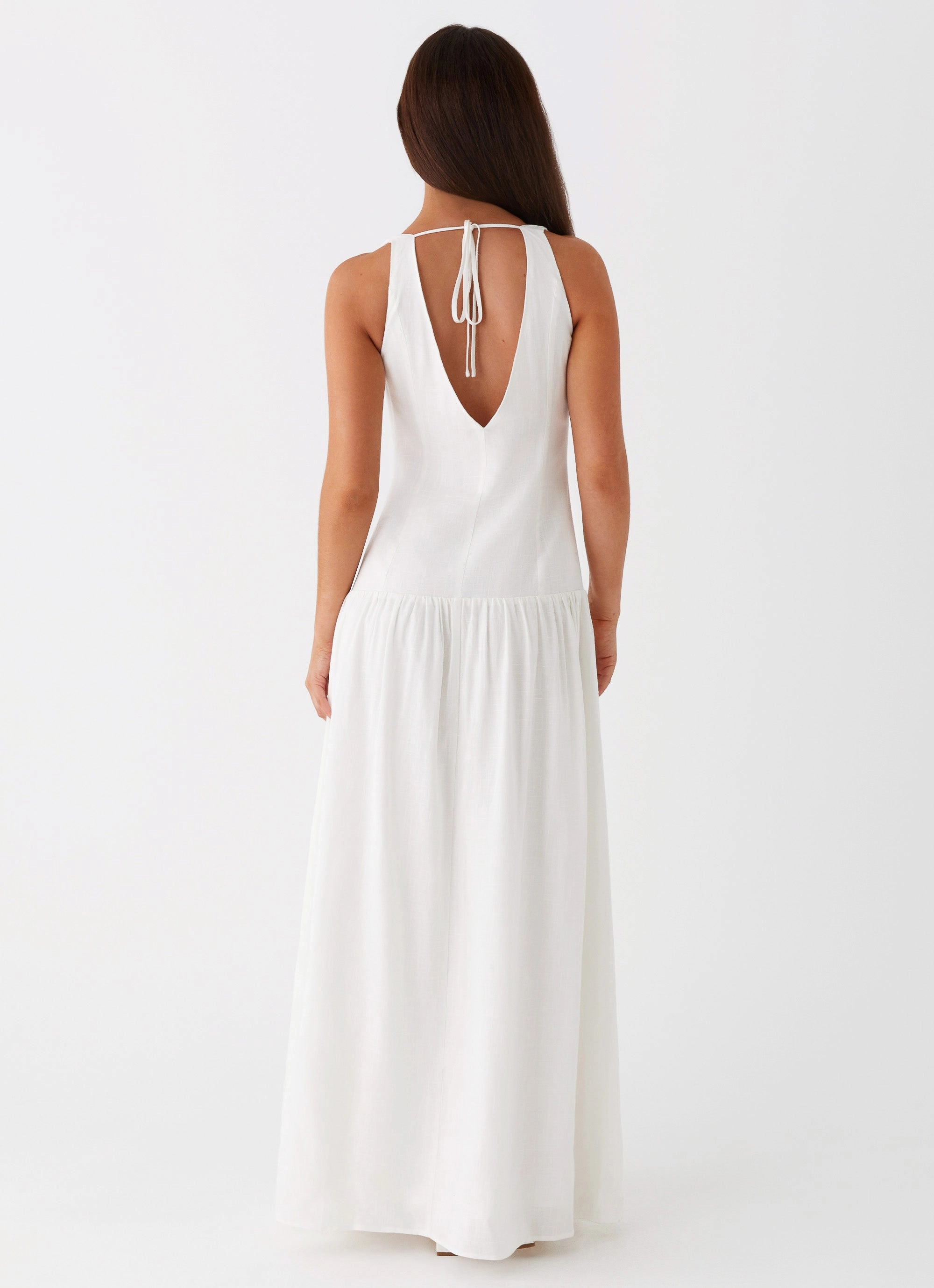 Meggie Linen Maxi Dress - White Minimal Harmony