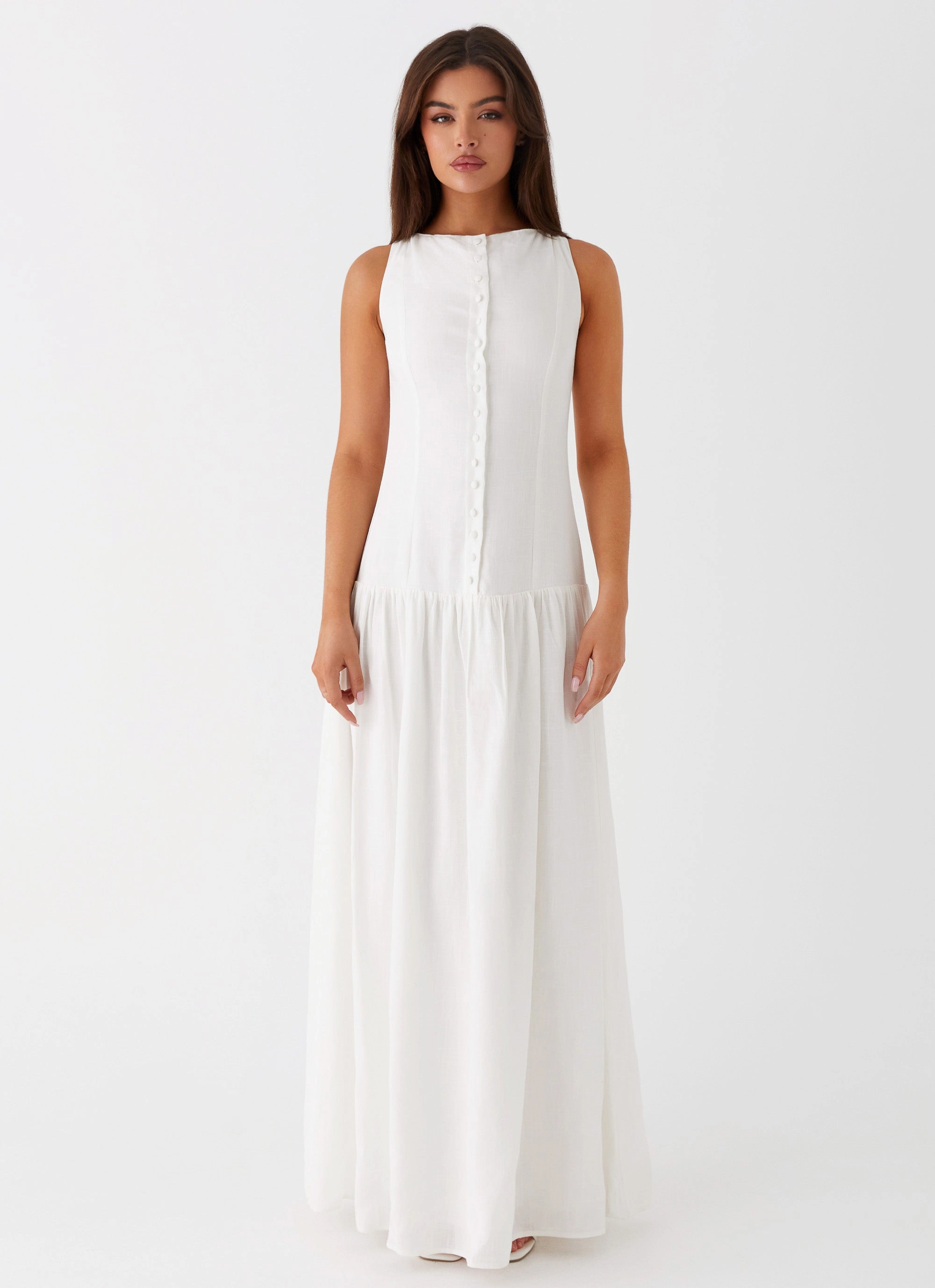 Comfy and Cozy Meggie Linen Maxi Dress - White