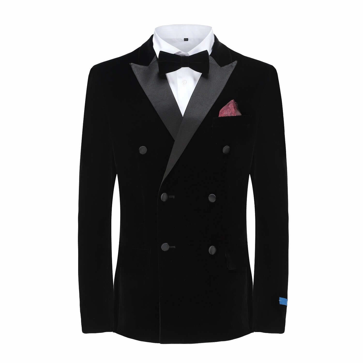 Sophisticated Layering Men's 2-Piece Velvet Peak Lapel Double-Breasted Slim-Fit Tuxedo With Performance Stretch Pants