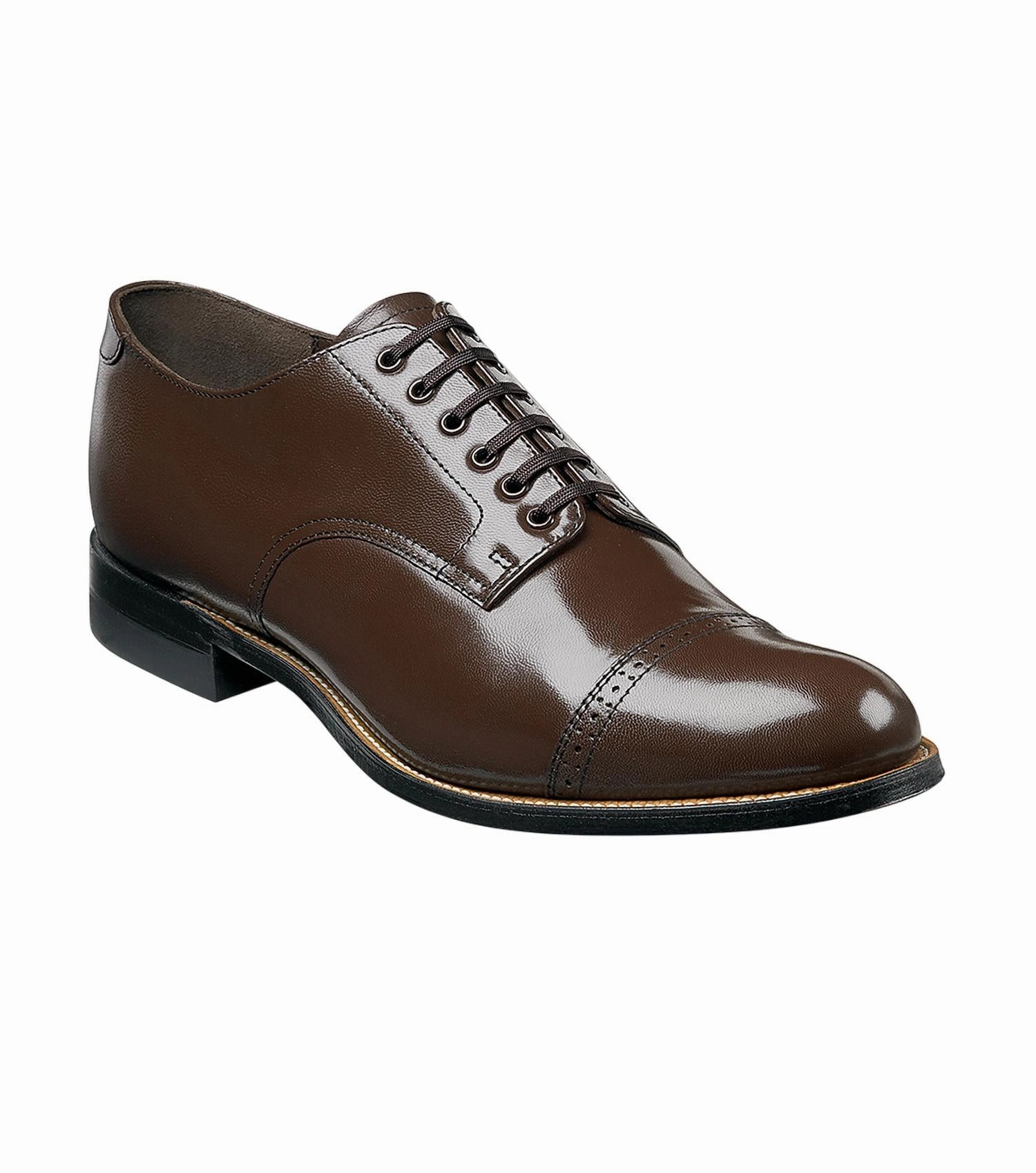 Men's Madison Cap Toe Oxford Shoes In Brown Lifestyle Attire Glossy Layer Formal Gathering