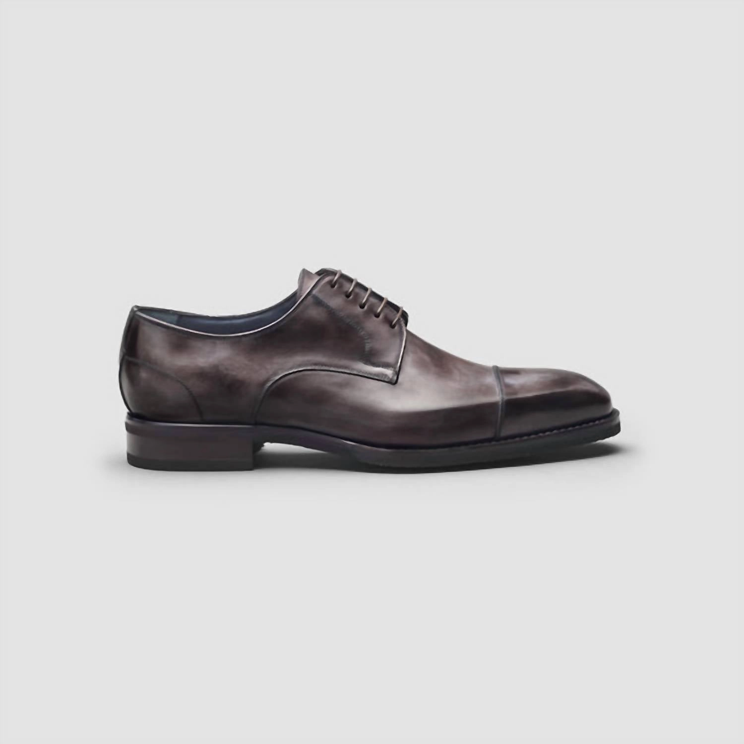 Men's Pesaro Fumo Captoe Oxford Shoes In Deep Grey Luxury Design