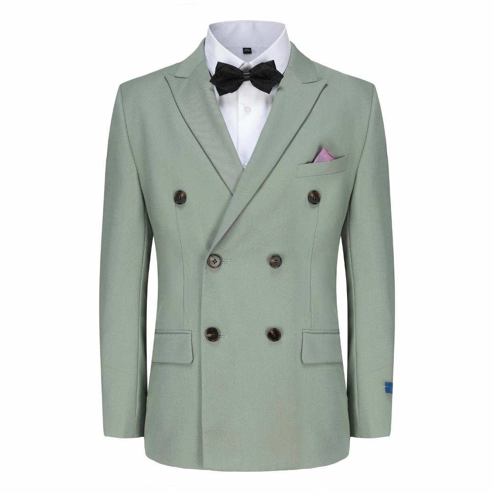 Convertible Cuff Mechanism Men's Slim Fit 2-Piece Double Breasted Suit