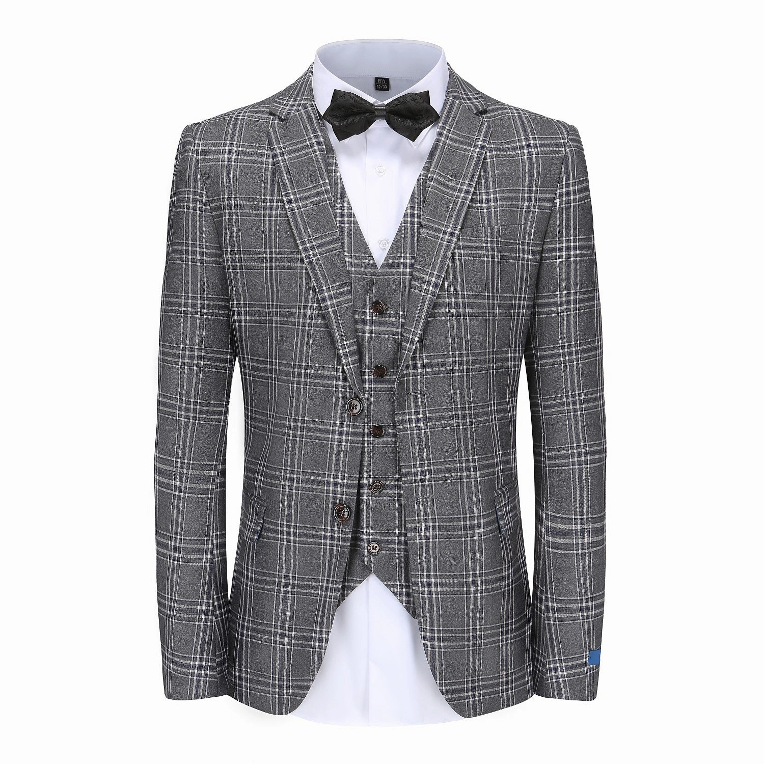 Men's Slim-Fit 3PC Glen Plaid Suit Refined Look Fit