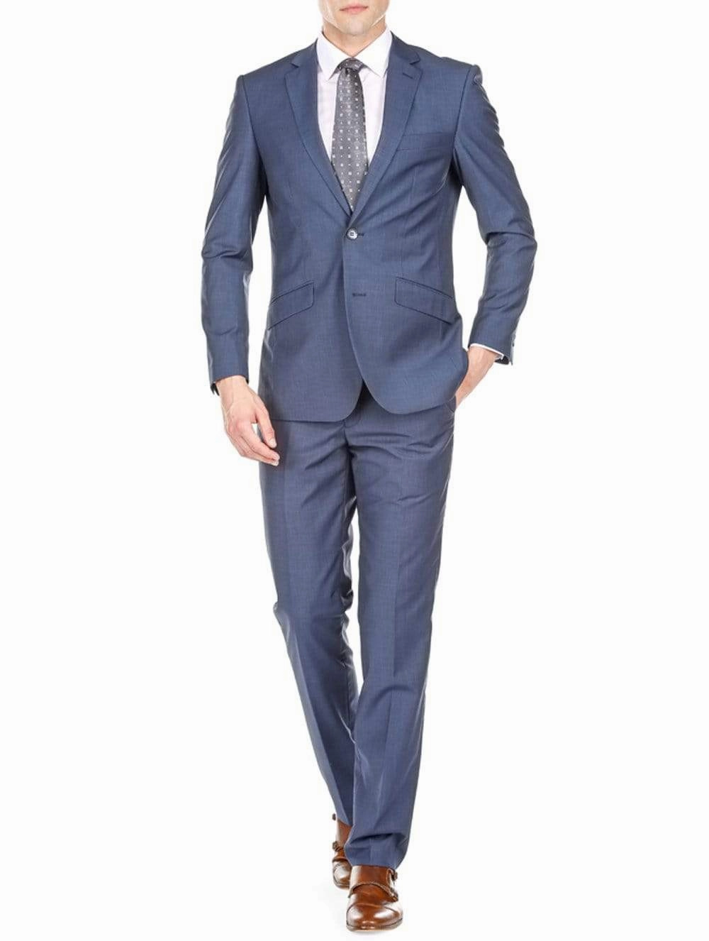 Men's Slim Fit Sharkskin 2 Piece Suit Timeless Wearability Refined Construction