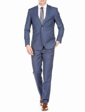 Men's Slim Fit Sharkskin 2 Piece Suit Business Wearable