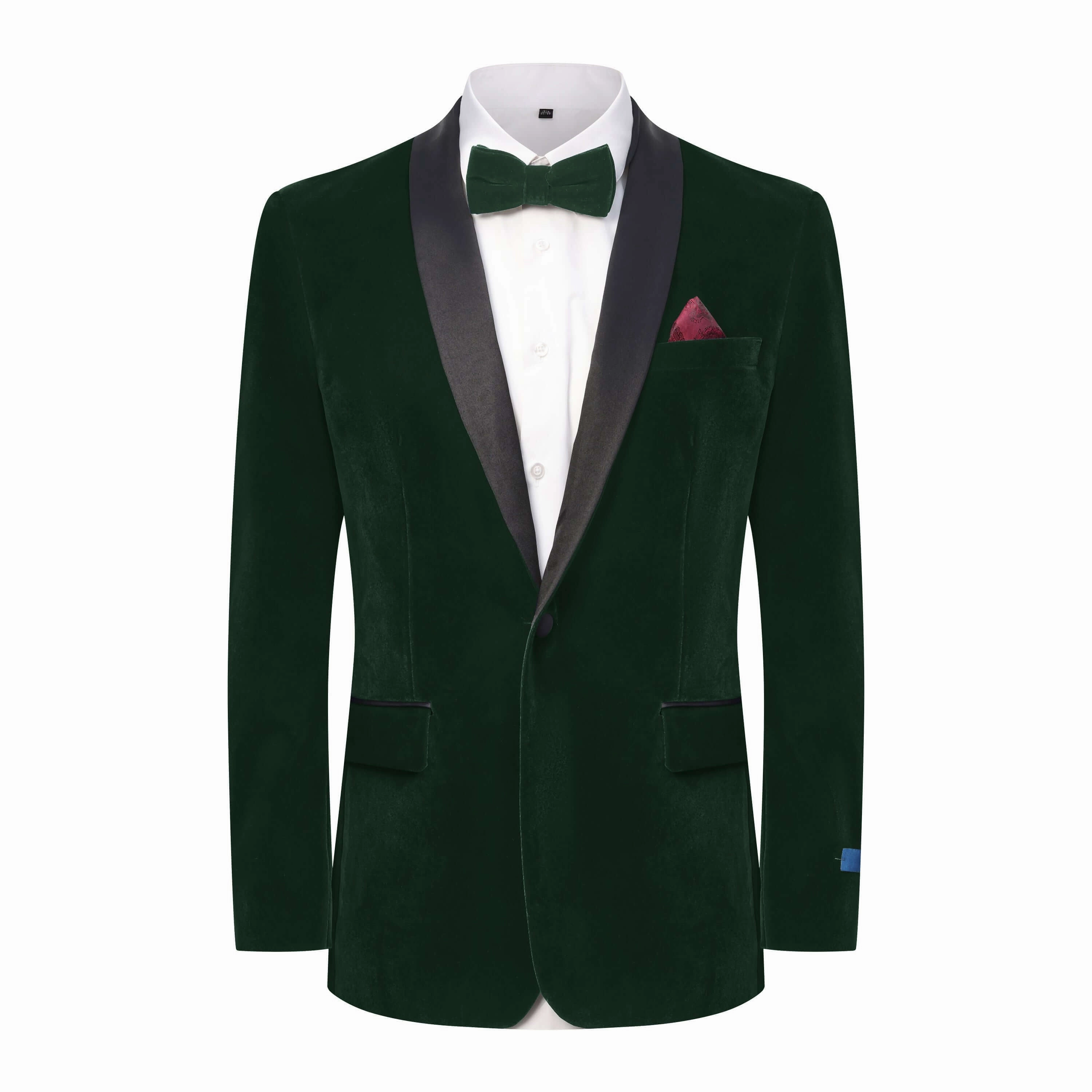 Men's Slim-Fit Velvet Shawl Lapel Tuxedo Set Smart Appearance Fray Resistant Edging