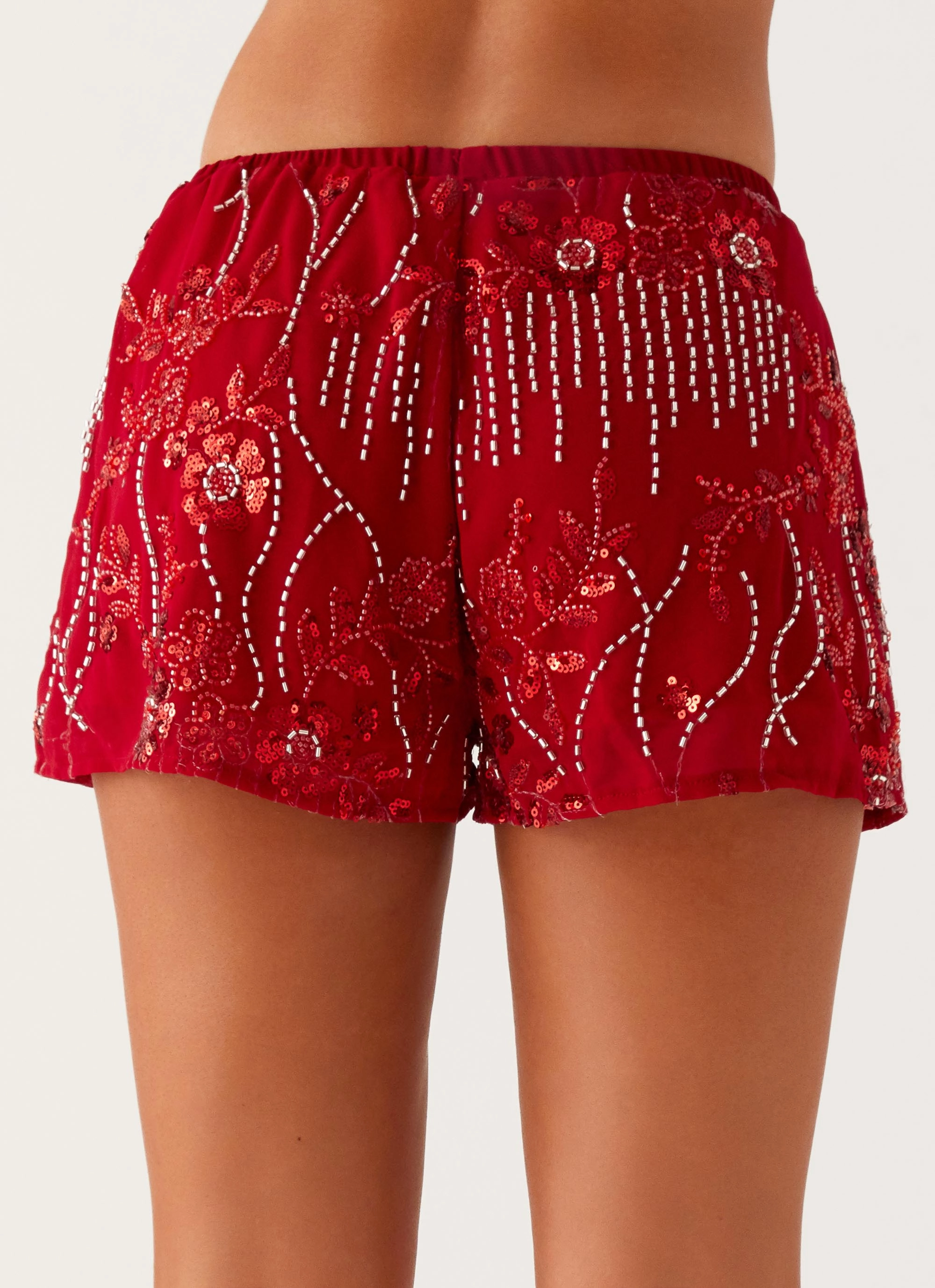 Mercer Sequin Mini Shorts - Red Gender Fluid