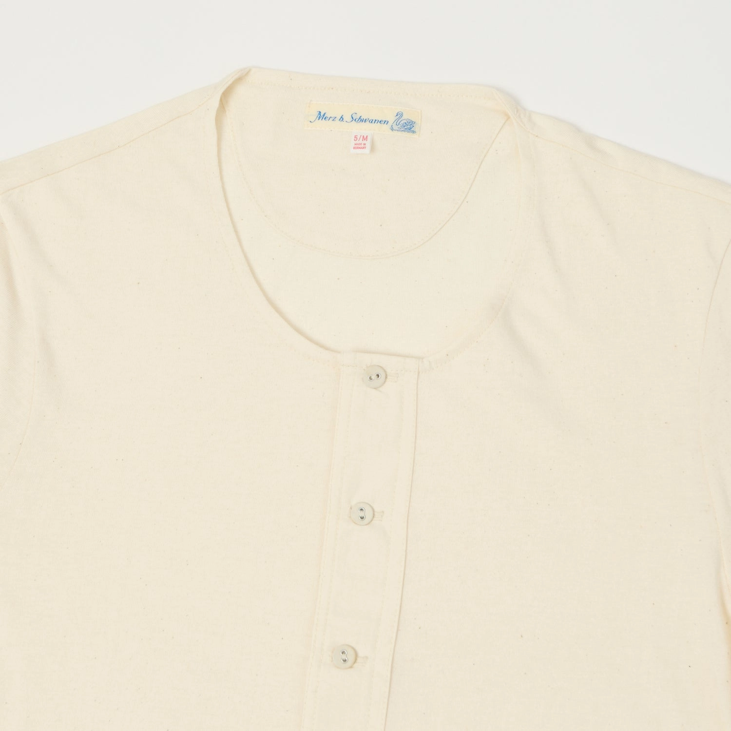 High Quality Printing Comfy Layer Merz b. Schwanen 101 3/4 Sleeve Henley - Nature