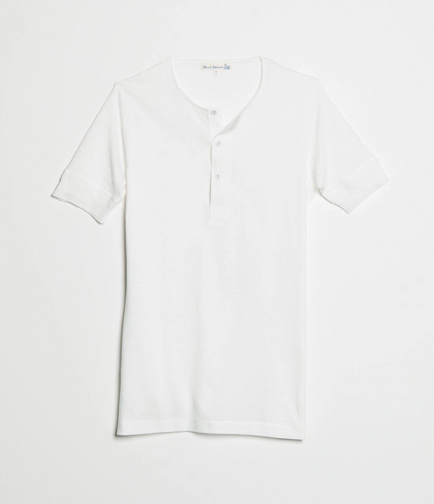 Quick Dry Fit Merz b. Schwanen 103 Lightweight Short Sleeve Henley - White