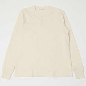 Merz b. Schwanen 204 Long Sleeve Henley - Nature Wrinkle Resistant Cloth