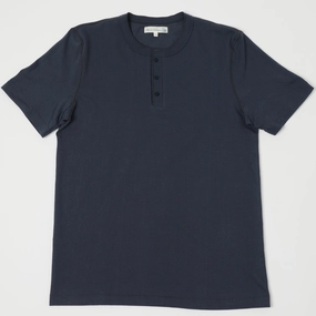 Sporty Stretch Fit Merz b. Schwanen 204SL Short Sleeve Henley - Navy