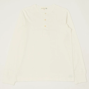 Merz b. Schwanen 206 Long Sleeve Henley - White Summer Casual Hygroscopic Fiber