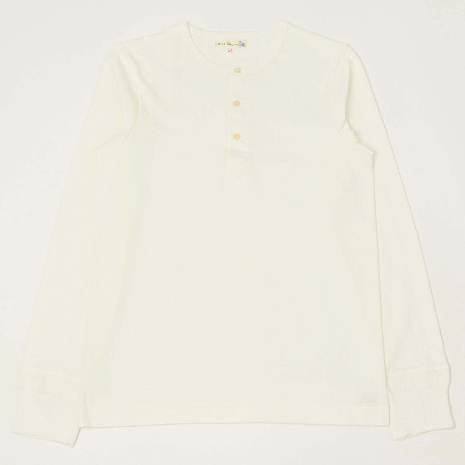 Merz b. Schwanen 206 Long Sleeve Henley - White Sleek Design
