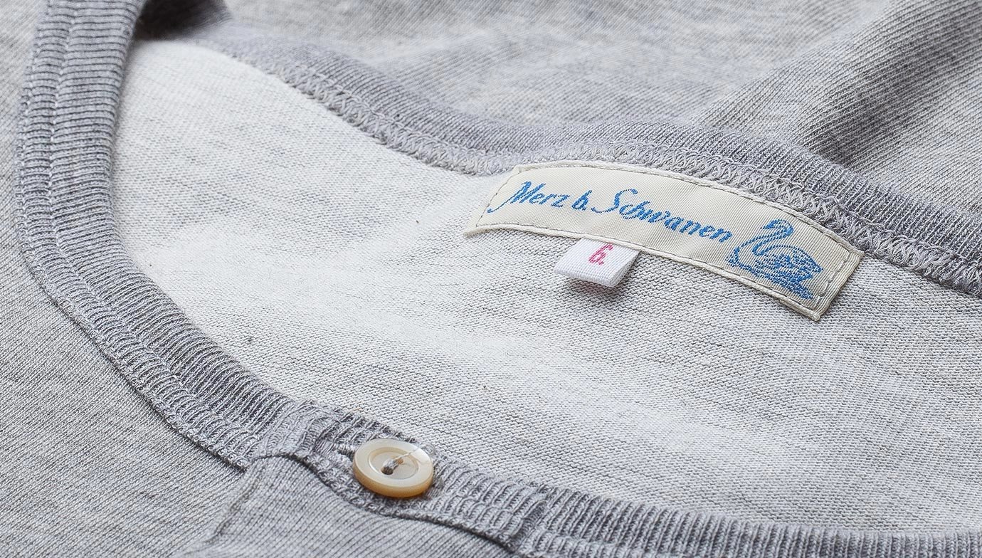 Airflow Ventilation System Classic Cut Merz b. Schwanen 207 Short Sleeve Henley - Grey Melange