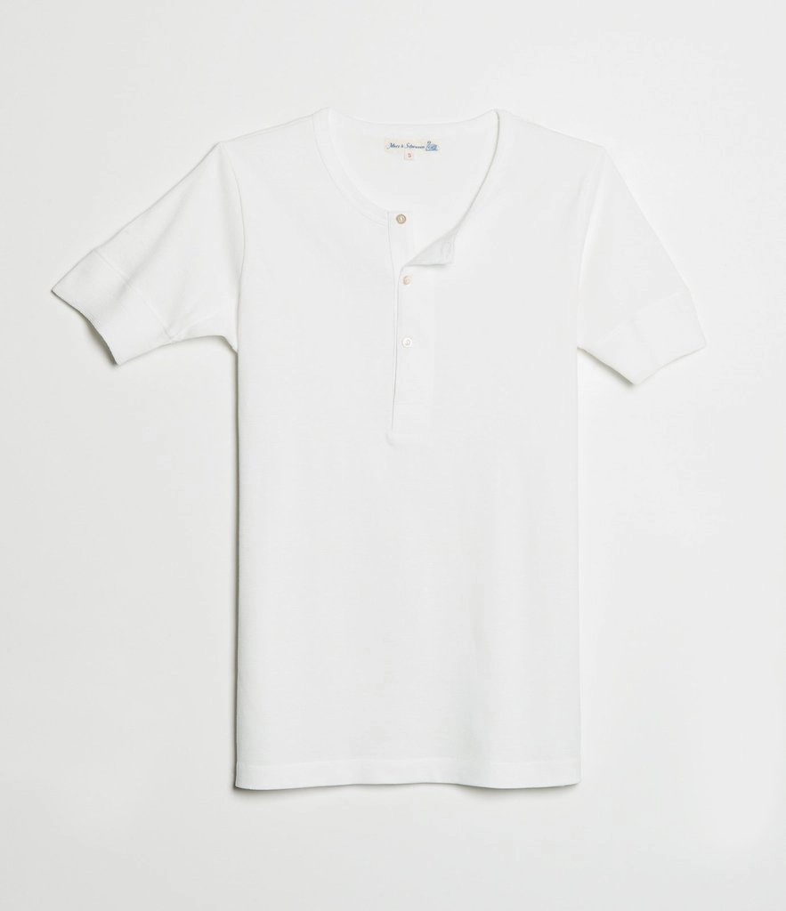 Versatile Comfort Wear Merz b. Schwanen 207 Short Sleeve Henley - White