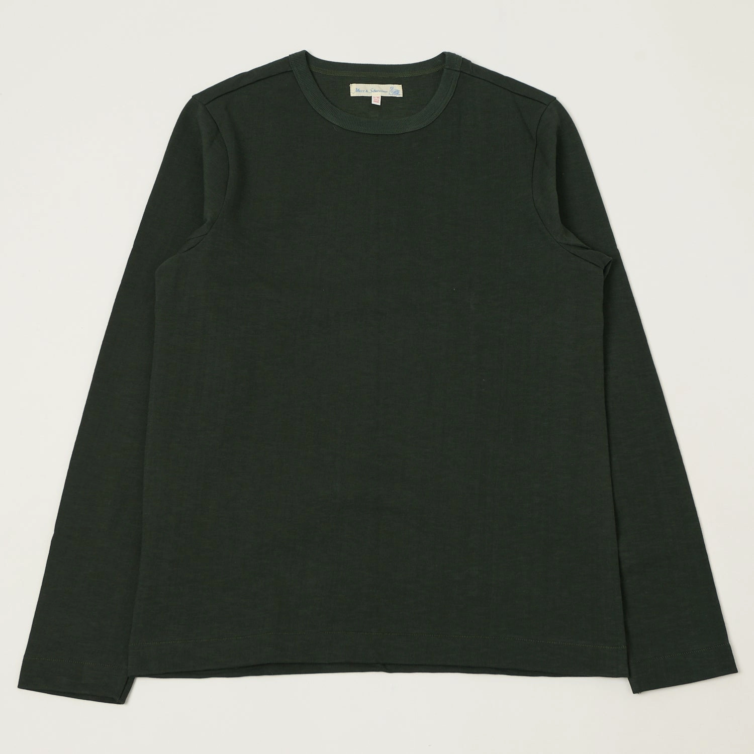 Fashion-Forward Look Merz b. Schwanen 2S18 Heavyweight Long Sleeve T-Shirt - Forest