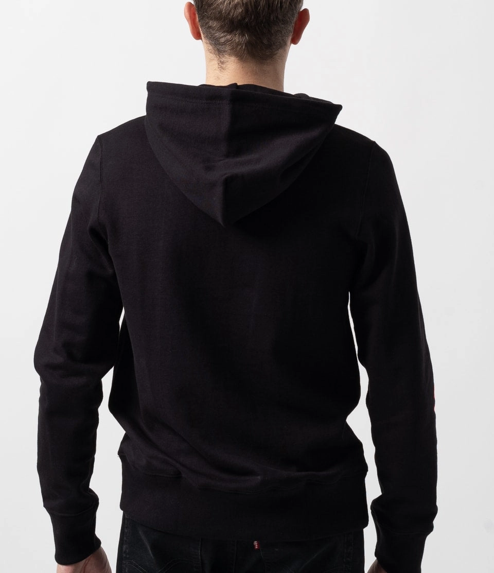 fade resistance product holiday wearability Merz b. Schwanen 382 Hooded Sweatshirt - Deep Black