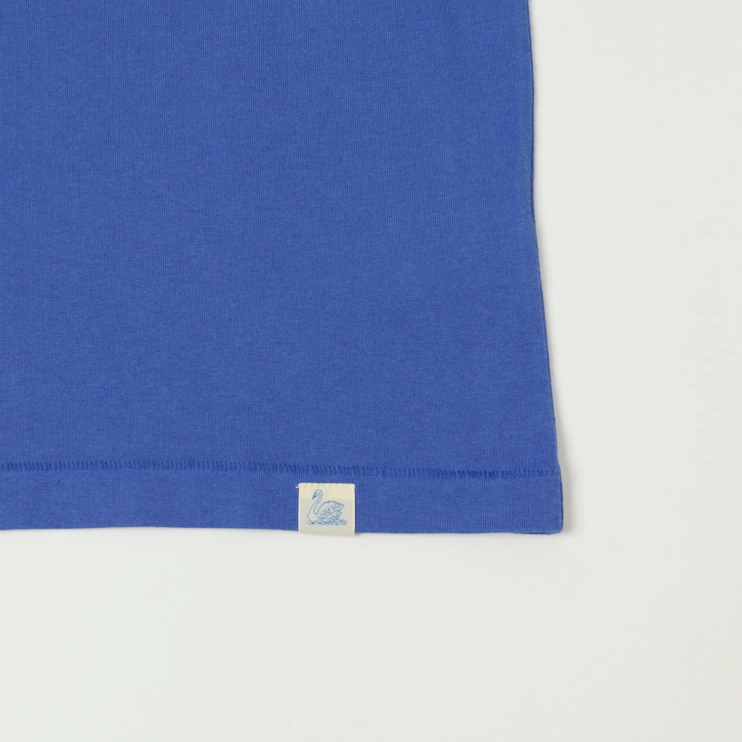 Light and Cozy Curved Hem Merz b. Schwanen 'Good Basics' Organic Cotton T-Shirt - Vintage Blue