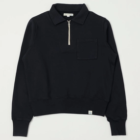 product combo product duck cloth ruggedness Merz b. Schwanen 'Good Basics' Quarter Zip Sweatshirt - Dark Navy