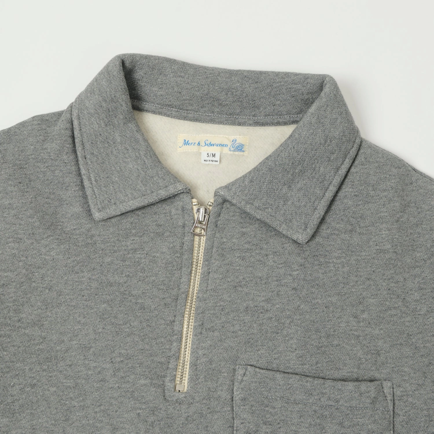 Merz b. Schwanen 'Good Basics' Quarter Zip Sweatshirt - Grey Melange Festival wear