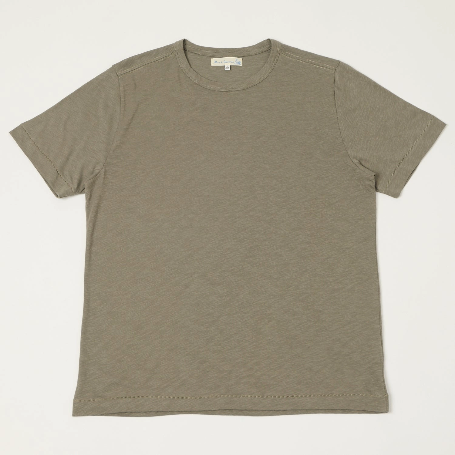 Breathable Fit Design Merz b. Schwanen 'Good Basics' SCT04 Pima Slub Cotton Tee - Vintage Army